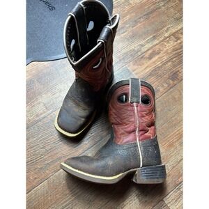 Durango Boys Lil Rodeo Brown Leather Mid-Calf Cowboy Western Boots Size 10M